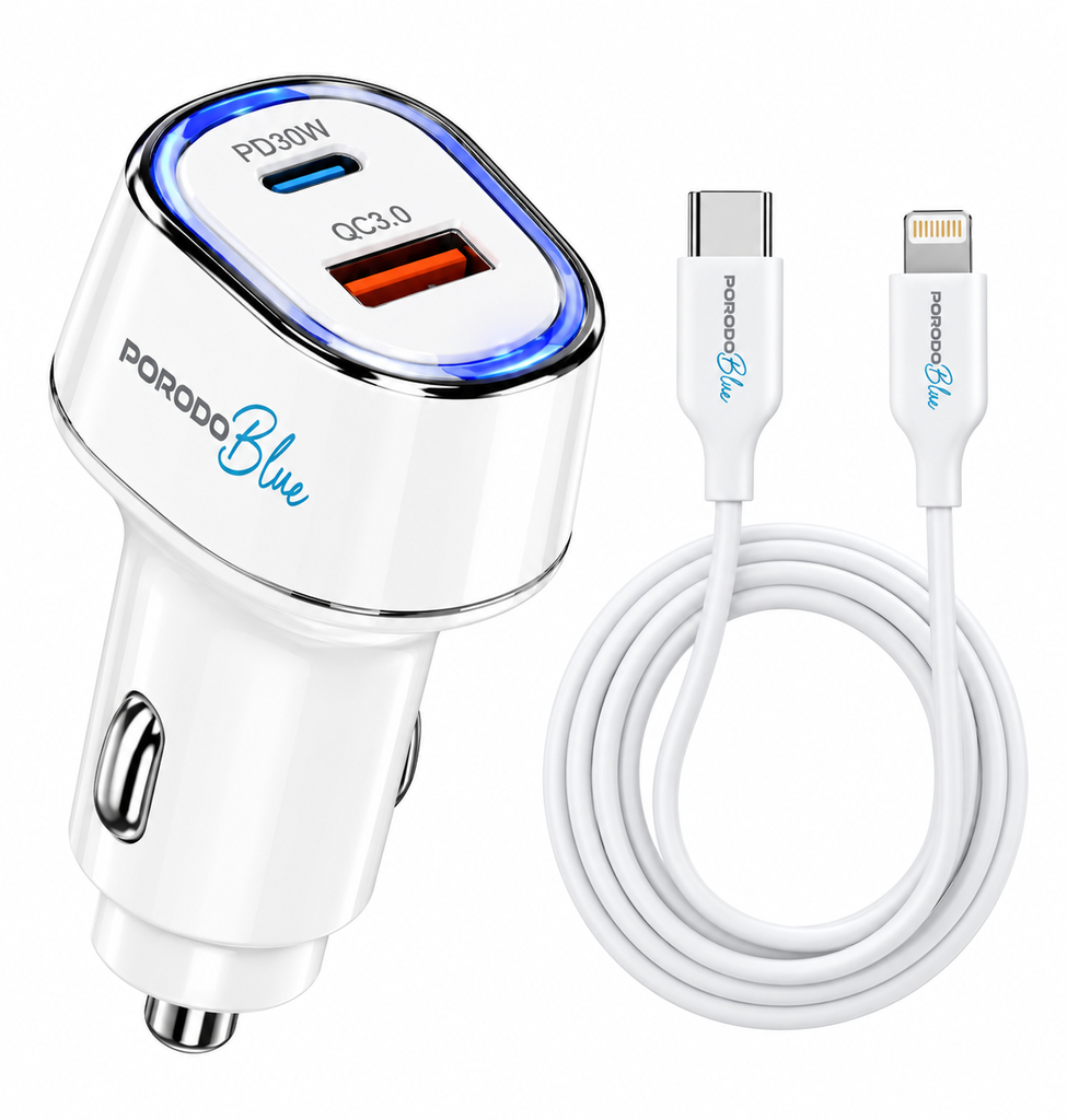 PORODO Car CHARGER  UCB -C lightining cable