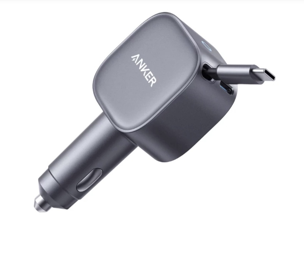 Anker Nano Car Charger (75W, USB-C Port, Built-in Retractable USB-C Cable)